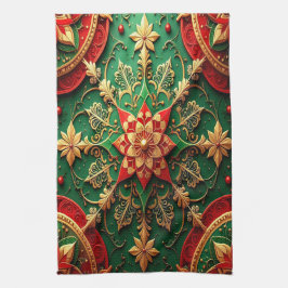 Red Green Decorative Holiday Kitchen Towel Geschirrtuch