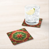 Red Green Decorative Holiday Paper Coaster Rechteckiger Pappuntersetzer (Vor Ort)