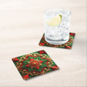 Red Green Decorative Holiday Paper Coaster Rechteckiger Pappuntersetzer (Vor Ort)