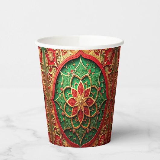 Red Green Decorative Holiday Paper Cups Pappbecher (Links)