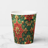 Red Green Decorative Holiday Paper Cups Pappbecher (Vorderseite)