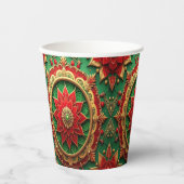 Red Green Decorative Holiday Paper Cups Pappbecher (Vorderseite)