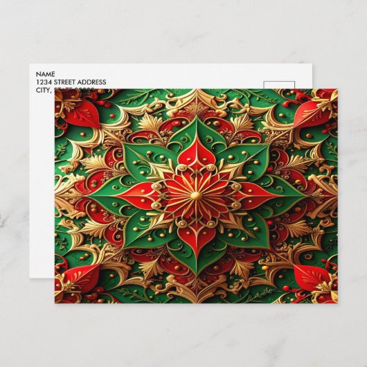 Red Green Decorative Holiday Postcard Postkarte (Vorne/Hinten)