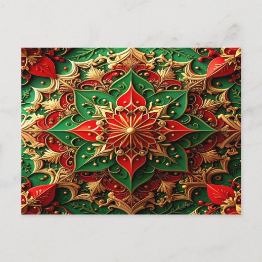 Red Green Decorative Holiday Postcard Postkarte (Vorderseite)