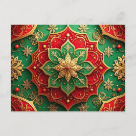 Red Green Decorative Holiday Postcard Postkarte