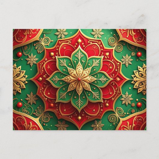 Red Green Decorative Holiday Postcard Postkarte (Vorderseite)