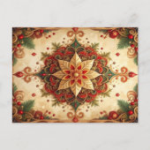 Red Green Decorative Holiday Postcard Postkarte (Vorderseite)