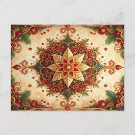 Red Green Decorative Holiday Postcard Postkarte