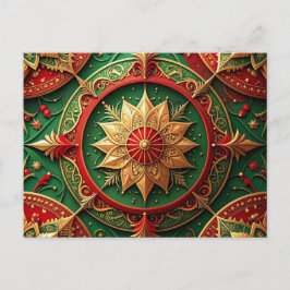 Red Green Decorative Holiday Postcard Postkarte