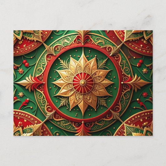 Red Green Decorative Holiday Postcard Postkarte (Vorderseite)