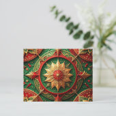 Red Green Decorative Holiday Postcard Postkarte (Stehend Vorderseite)