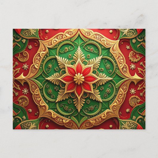 Red Green Decorative Holiday Postcard Postkarte (Vorderseite)