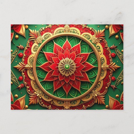 Red Green Decorative Holiday Postcard Postkarte (Vorderseite)