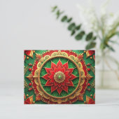 Red Green Decorative Holiday Postcard Postkarte (Stehend Vorderseite)