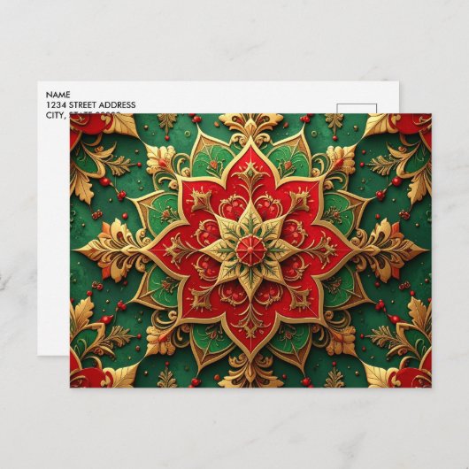 Red Green Decorative Holiday Postcard Postkarte (Vorne/Hinten)