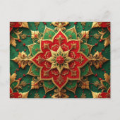 Red Green Decorative Holiday Postcard Postkarte (Vorderseite)
