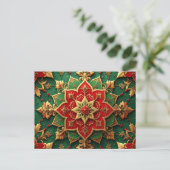 Red Green Decorative Holiday Postcard Postkarte (Stehend Vorderseite)