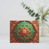 Red Green Decorative Holiday Postcard Postkarte (Stehend Vorderseite)