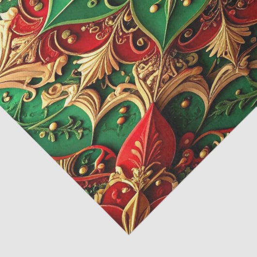 Red Green Decorative Holiday Tissue Paper Seidenpapier (Detail)