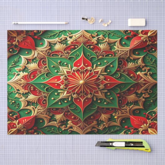 Red Green Decorative Holiday Tissue Paper Seidenpapier (Handwerk)