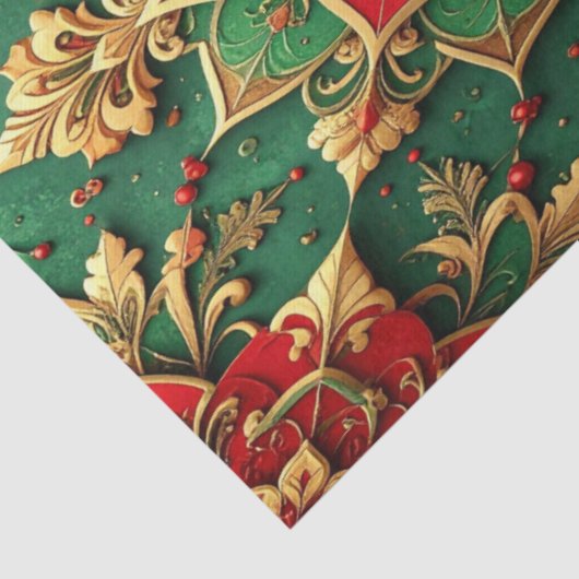 Red Green Decorative Holiday Tissue Paper Seidenpapier (Detail)