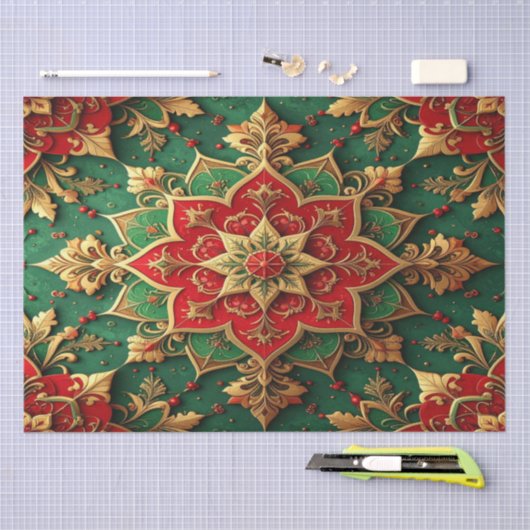 Red Green Decorative Holiday Tissue Paper Seidenpapier (Handwerk)