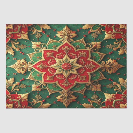 Red Green Decorative Holiday Tissue Paper Seidenpapier (Vorderseite)