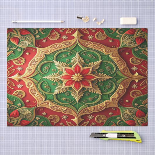 Red Green Decorative Holiday Tissue Paper Seidenpapier (Handwerk)