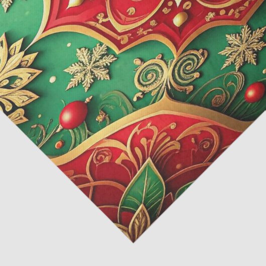 Red Green Decorative Holiday Tissue Paper Seidenpapier (Detail)