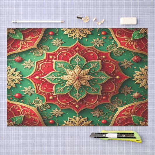 Red Green Decorative Holiday Tissue Paper Seidenpapier (Handwerk)