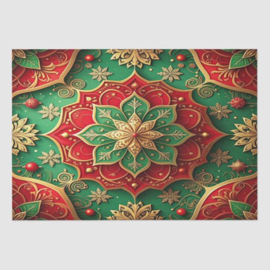 Red Green Decorative Holiday Tissue Paper Seidenpapier (Vorderseite)