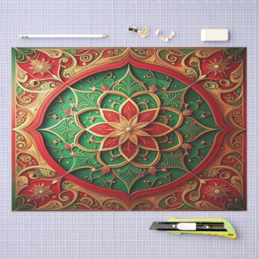 Red Green Decorative Holiday Tissue Paper Seidenpapier (Handwerk)