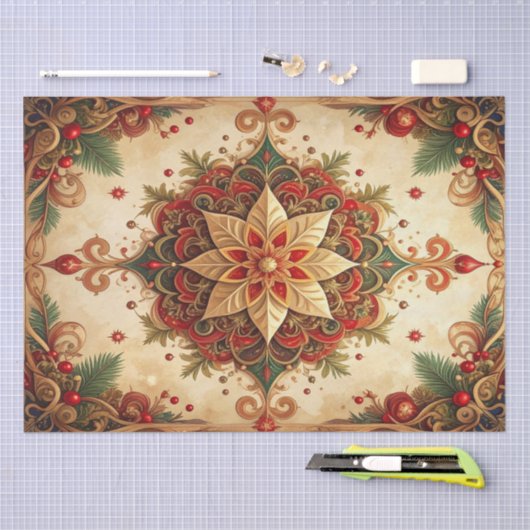 Red Green Decorative Holiday Tissue Paper Seidenpapier (Handwerk)