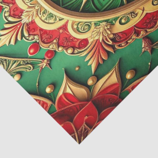 Red Green Decorative Holiday Tissue Paper Seidenpapier (Detail)