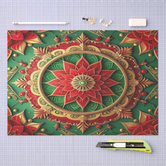 Red Green Decorative Holiday Tissue Paper Seidenpapier (Handwerk)