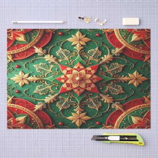 Red Green Decorative Holiday Tissue Paper Seidenpapier (Handwerk)