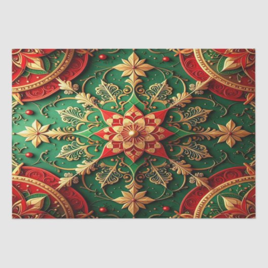 Red Green Decorative Holiday Tissue Paper Seidenpapier (Vorderseite)