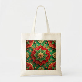Red Green Decorative Holiday Tote Bag Tragetasche
