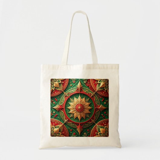 Red Green Decorative Holiday Tote Bag Tragetasche (Vorne)