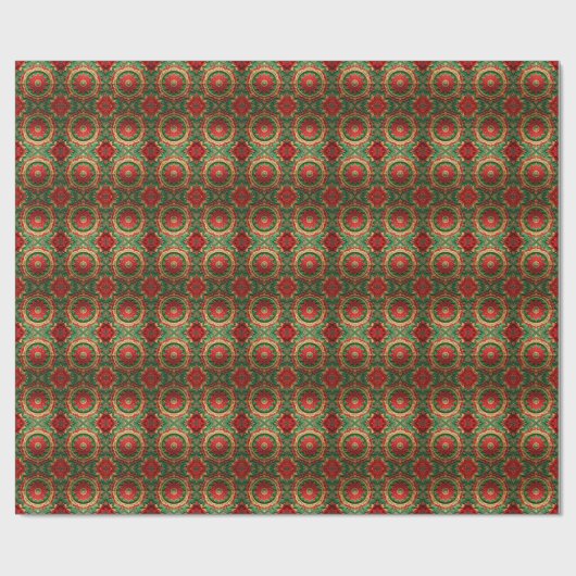 Red Green Decorative Holiday Wrapping Paper Geschenkpapier (Flach)
