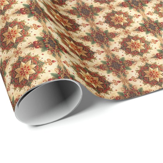 Red Green Decorative Holiday Wrapping Paper Geschenkpapier (Rolleneckpunkt)