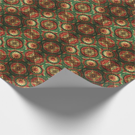 Red Green Decorative Holiday Wrapping Paper Geschenkpapier (Ecke)