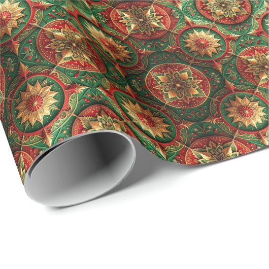 Red Green Decorative Holiday Wrapping Paper Geschenkpapier (Rolleneckpunkt)