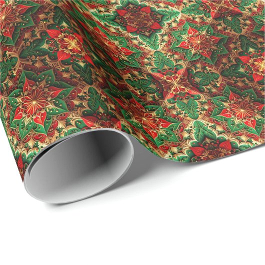 Red Green Decorative Holiday Wrapping Paper Geschenkpapier (Rolleneckpunkt)