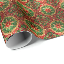 Red Green Decorative Holiday Wrapping Paper