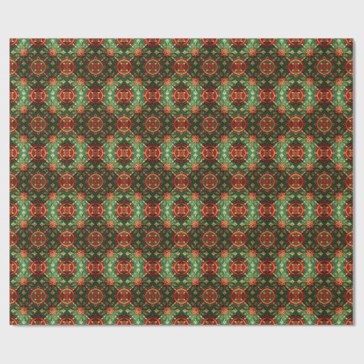 Red Green Decorative Holiday Wrapping Paper Geschenkpapier (Flach)