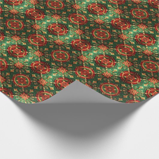 Red Green Decorative Holiday Wrapping Paper Geschenkpapier (Ecke)
