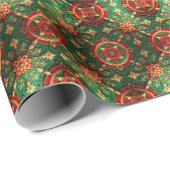 Red Green Decorative Holiday Wrapping Paper Geschenkpapier (Rolleneckpunkt)
