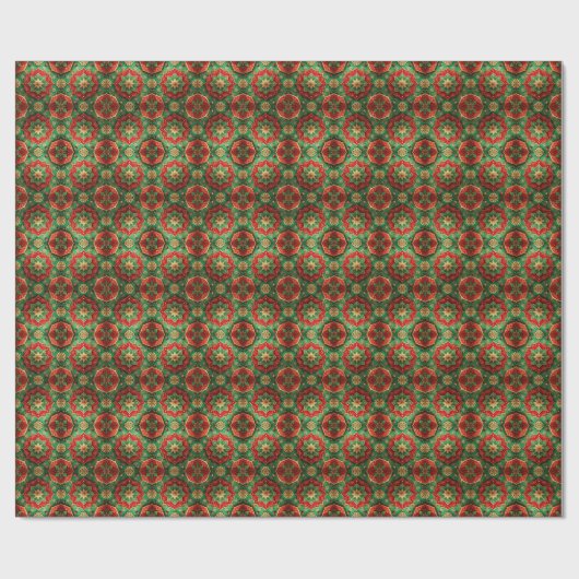 Red Green Decorative Holiday Wrapping Paper Geschenkpapier (Flach)