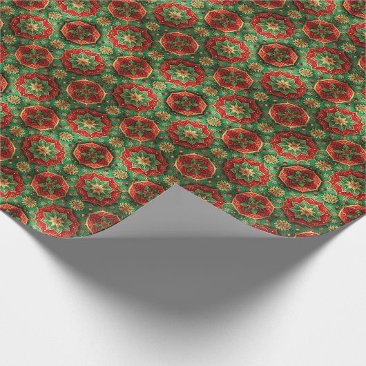 Red Green Decorative Holiday Wrapping Paper Geschenkpapier (Ecke)